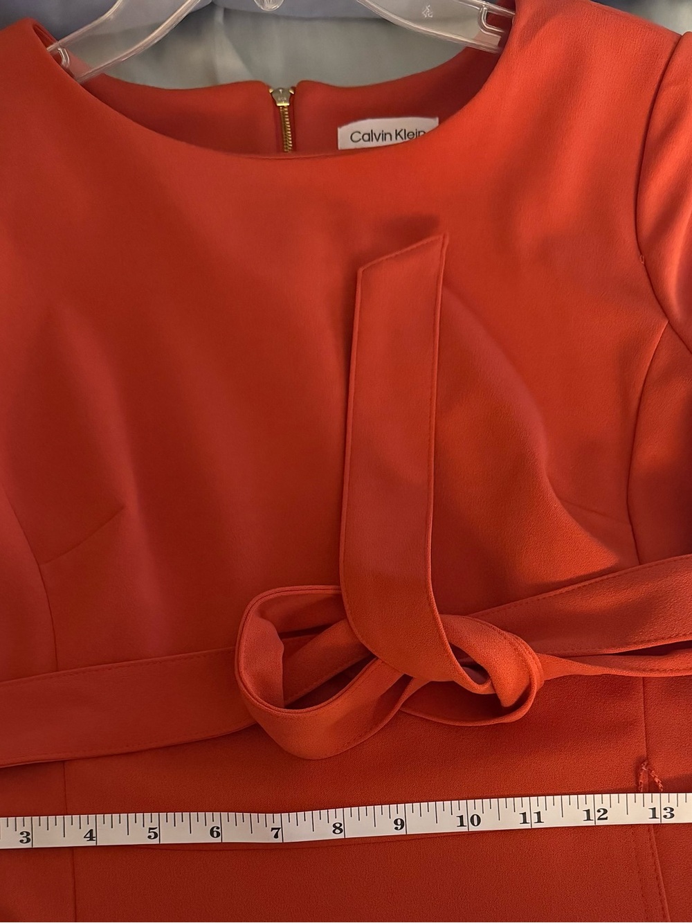 Calvin Klein Clay Tie Waist Ruffle Dress | Size Small - Picture 7 of 8